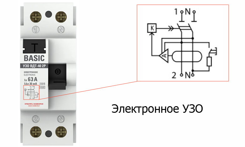 УЗО электронное 63А - 30мА