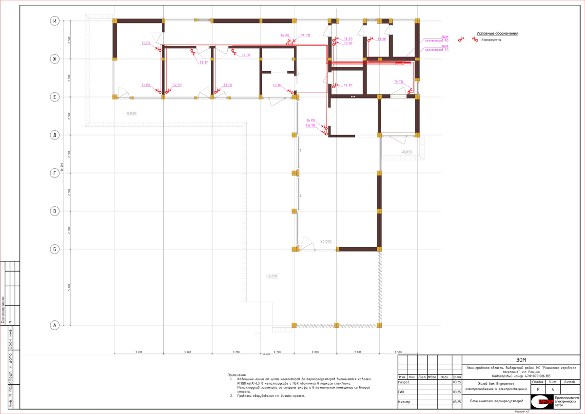 План монтажа терморегуляторов